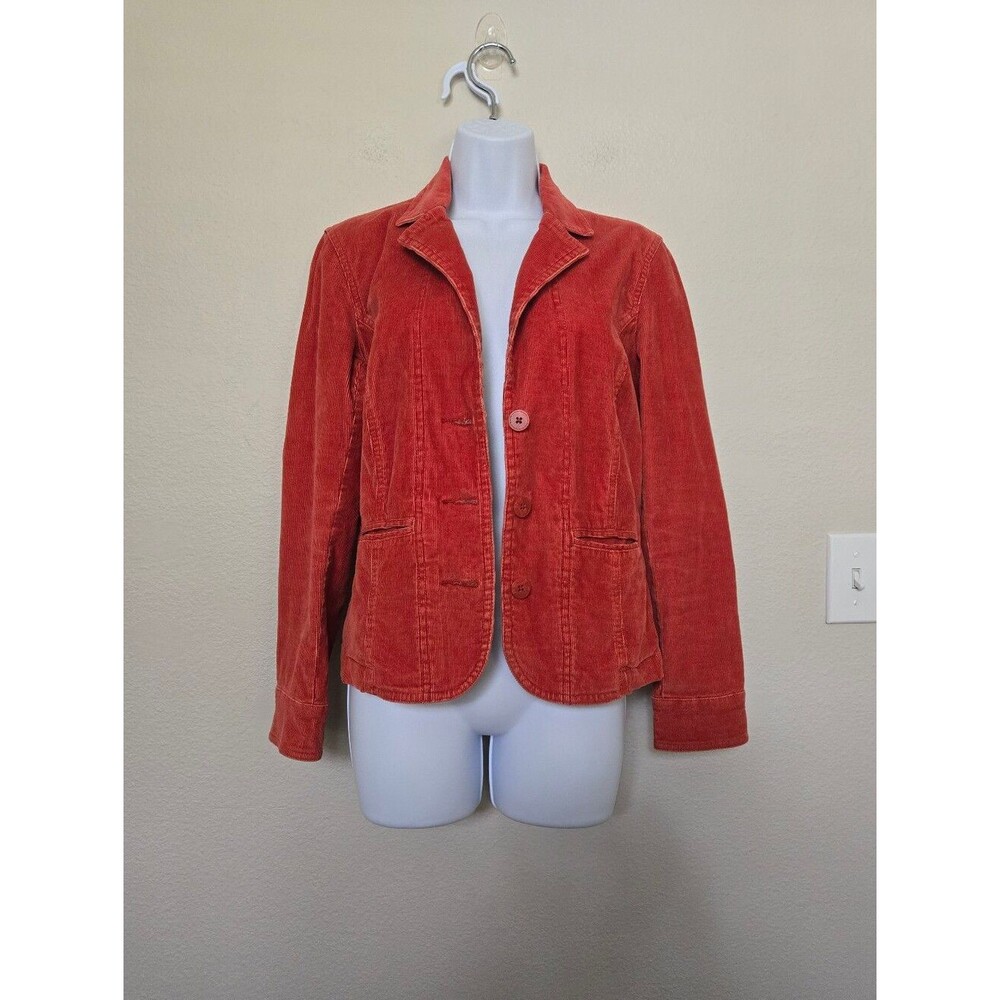 Vintage 90s Y2K  St John's Bay Brick Orange Corduroy Blazer Jacket size small